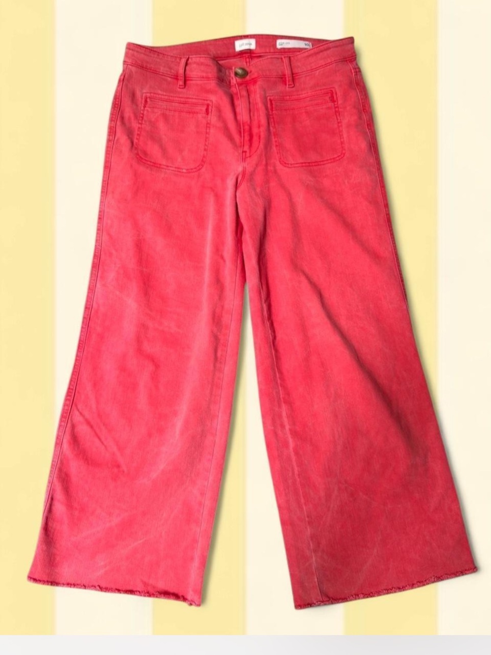 J. Jill Wide-Leg Corduroy Pants in Coral Red